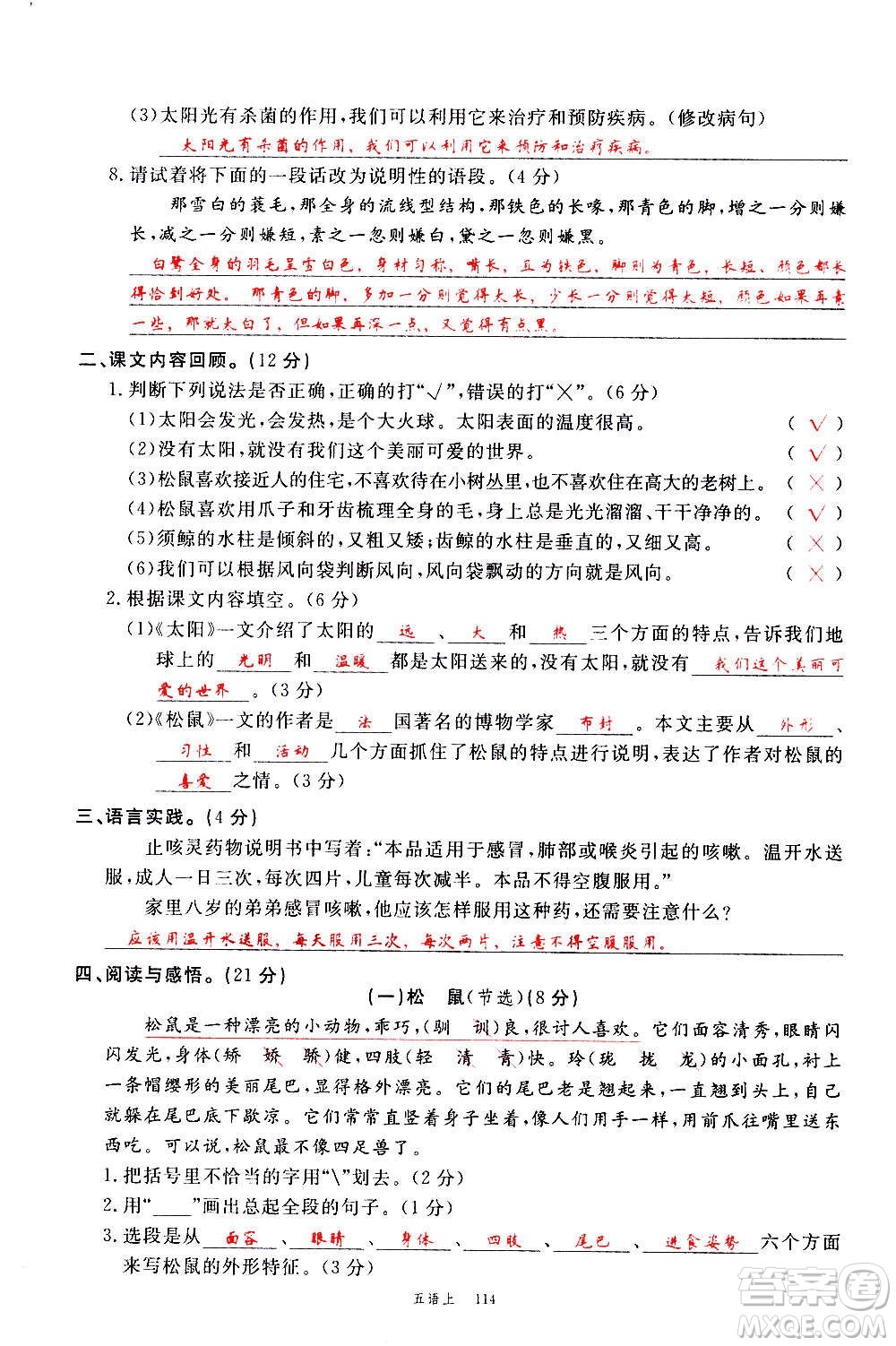 延邊大學(xué)出版社2020年新領(lǐng)程語(yǔ)文五年級(jí)上冊(cè)人教版答案