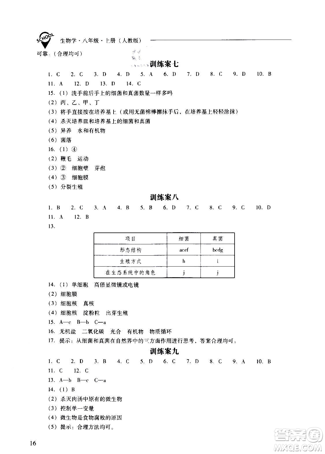 2020秋新課程問題解決導學方案八年級生物學上冊人教版參考答案