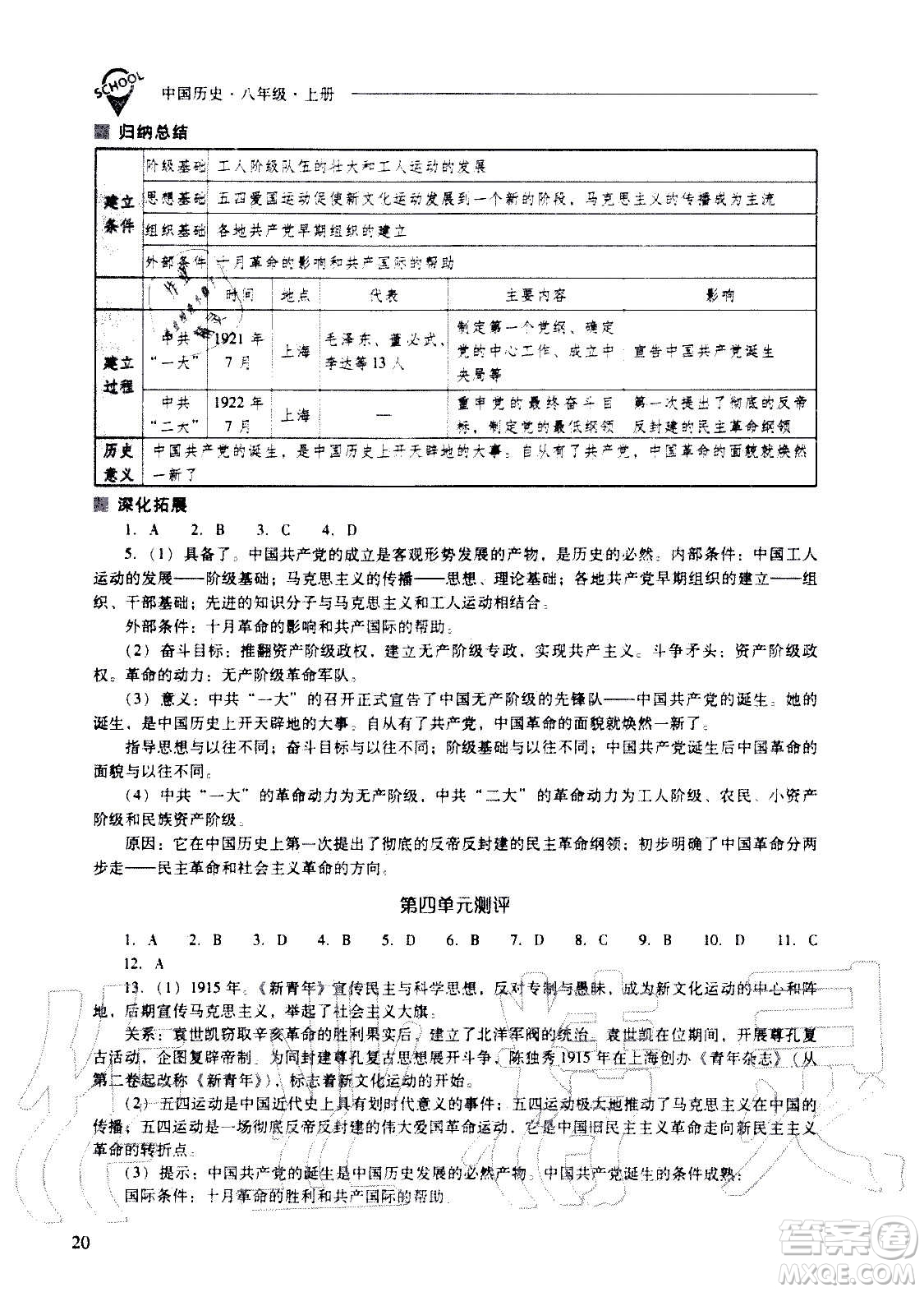 2020秋新課程問(wèn)題解決導(dǎo)學(xué)方案八年級(jí)中國(guó)歷史上冊(cè)人教版參考答案