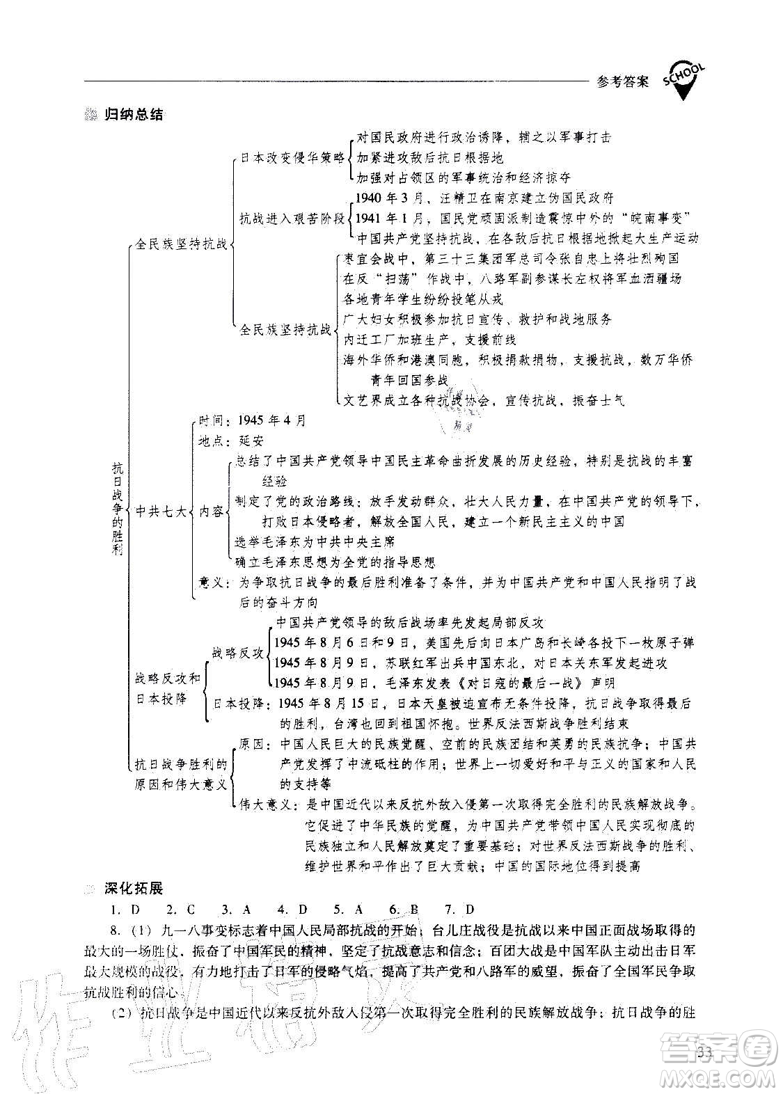 2020秋新課程問(wèn)題解決導(dǎo)學(xué)方案八年級(jí)中國(guó)歷史上冊(cè)人教版參考答案