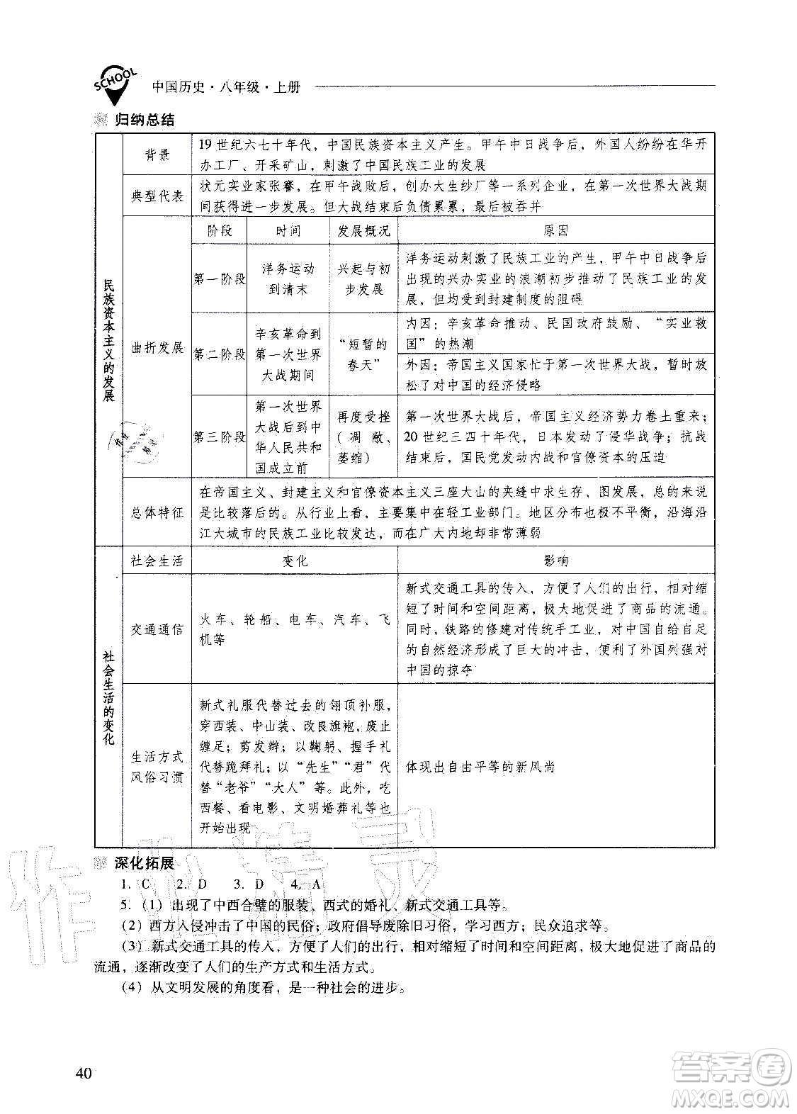 2020秋新課程問(wèn)題解決導(dǎo)學(xué)方案八年級(jí)中國(guó)歷史上冊(cè)人教版參考答案