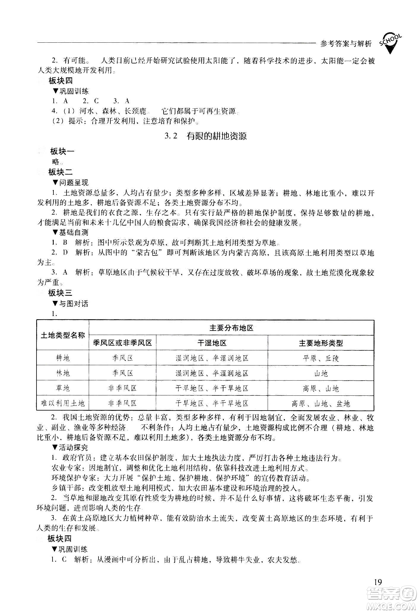 2020秋新課程問題解決導(dǎo)學(xué)方案八年級地理上冊晉教版參考答案