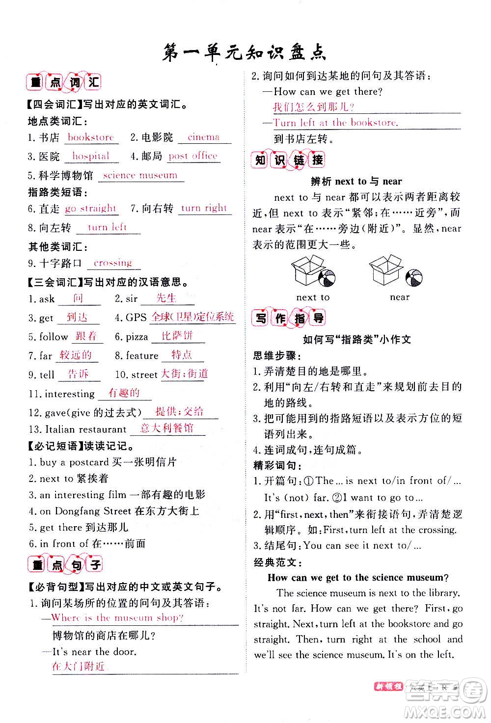 2020年新領(lǐng)程目標(biāo)導(dǎo)學(xué)型高效課堂英語六年級上冊PEP人教版答案