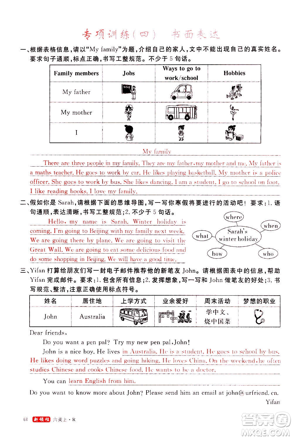 2020年新領(lǐng)程目標(biāo)導(dǎo)學(xué)型高效課堂英語六年級上冊PEP人教版答案