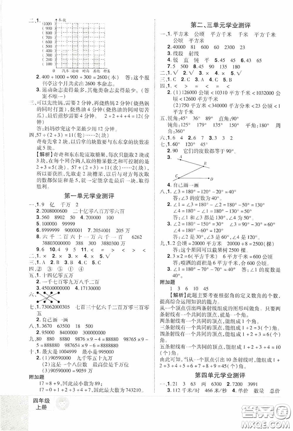 江西美術(shù)出版社2020學海樂園四年級數(shù)學上冊人教版答案