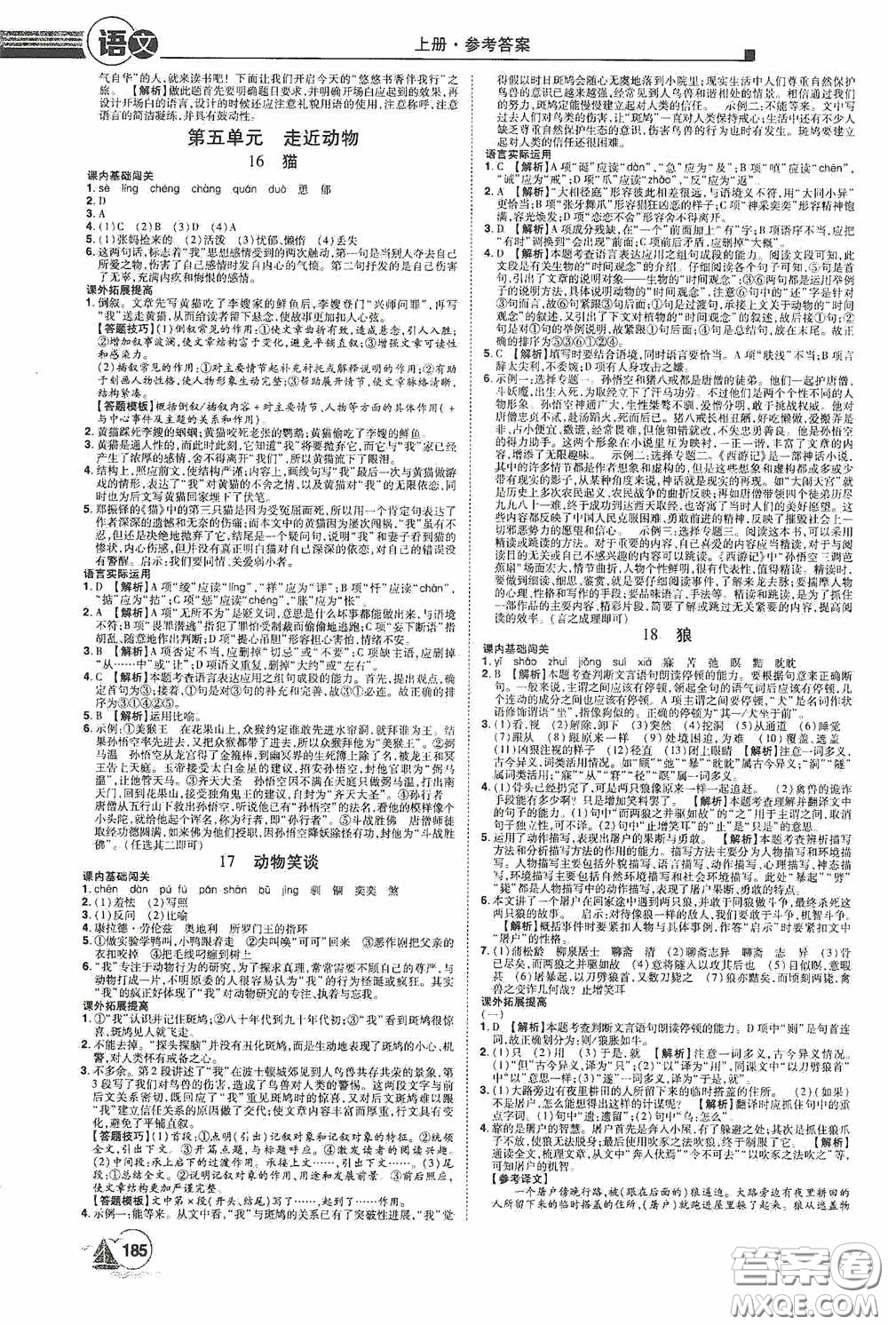 江西美術(shù)出版社2020學(xué)海風(fēng)暴七年級(jí)語(yǔ)文上冊(cè)人教版答案