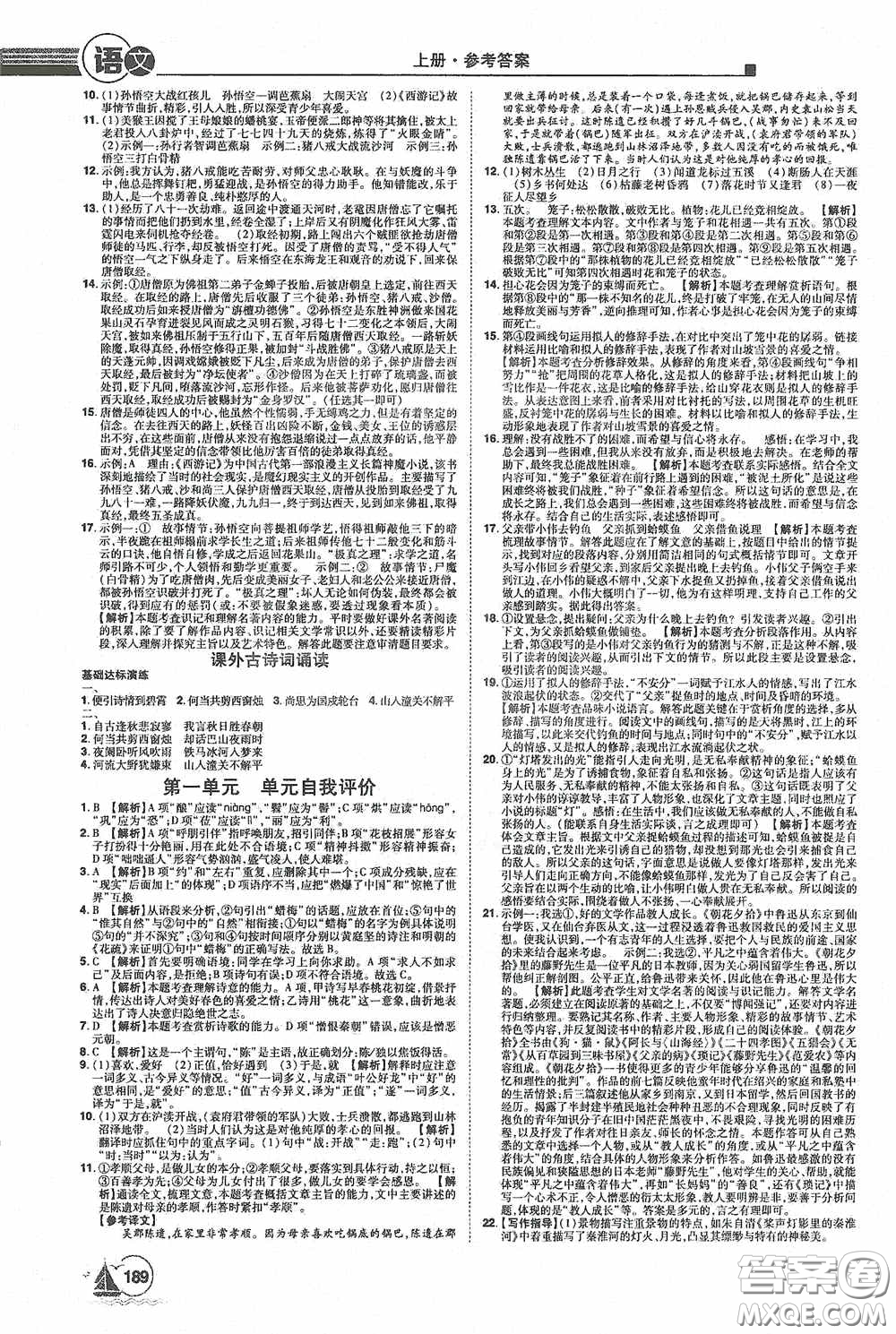 江西美術(shù)出版社2020學(xué)海風(fēng)暴七年級(jí)語(yǔ)文上冊(cè)人教版答案