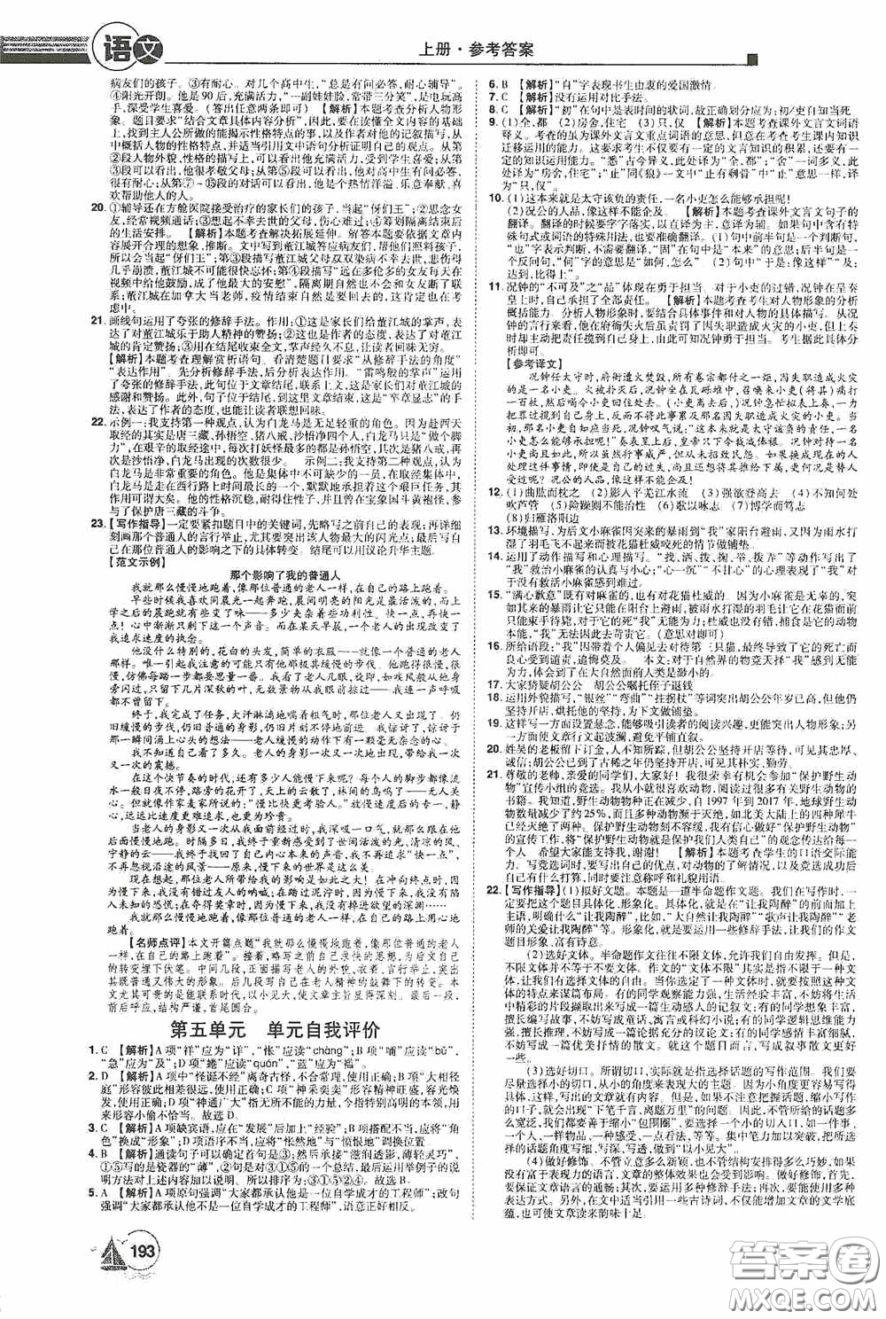 江西美術(shù)出版社2020學(xué)海風(fēng)暴七年級(jí)語(yǔ)文上冊(cè)人教版答案