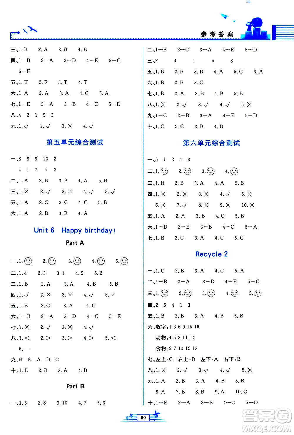 人民教育出版社2020年陽(yáng)光課堂金牌練習(xí)冊(cè)英語(yǔ)三年級(jí)上冊(cè)人教版答案