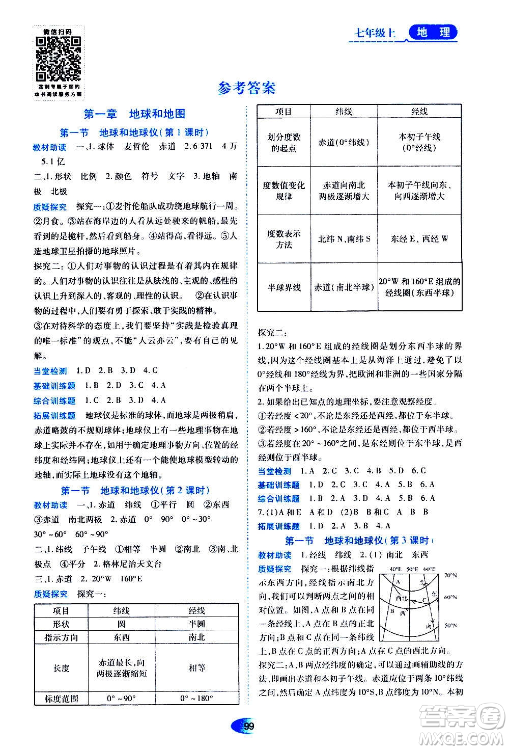 黑龍江教育出版社2020年資源與評(píng)價(jià)地理七年級(jí)上冊(cè)人教版參考答案