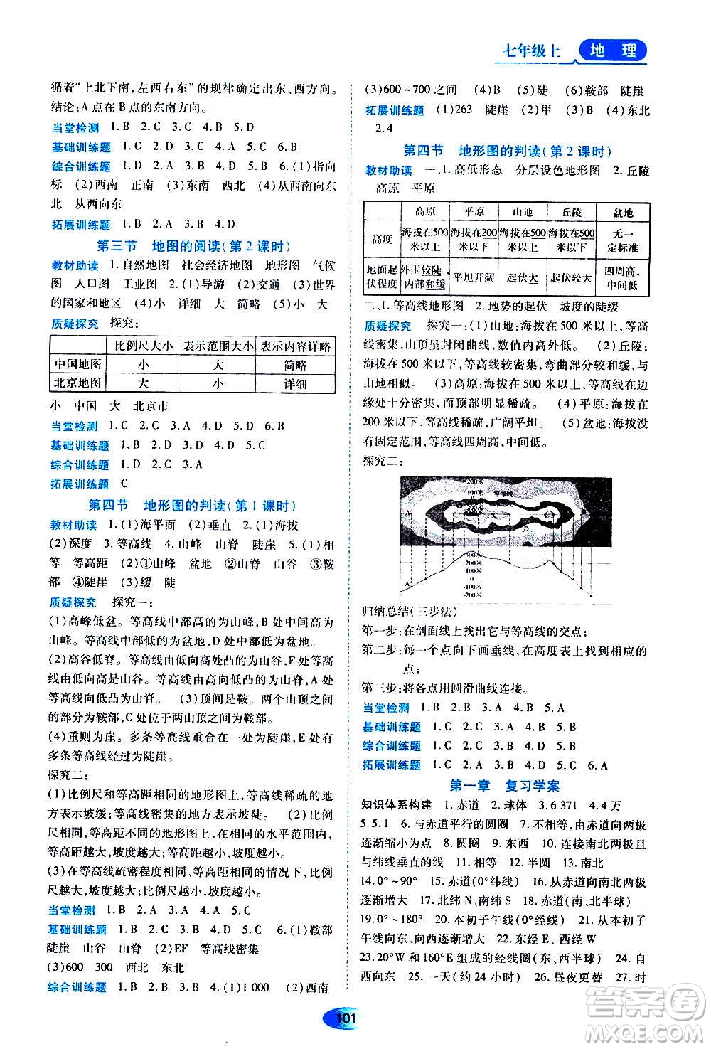 黑龍江教育出版社2020年資源與評(píng)價(jià)地理七年級(jí)上冊(cè)人教版參考答案