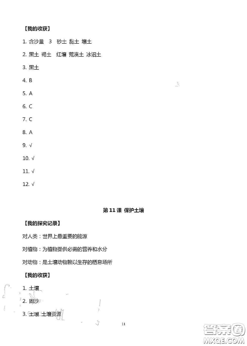 山東美術(shù)出版社2020新課堂同步體驗(yàn)與探究三年級科學(xué)上冊答案