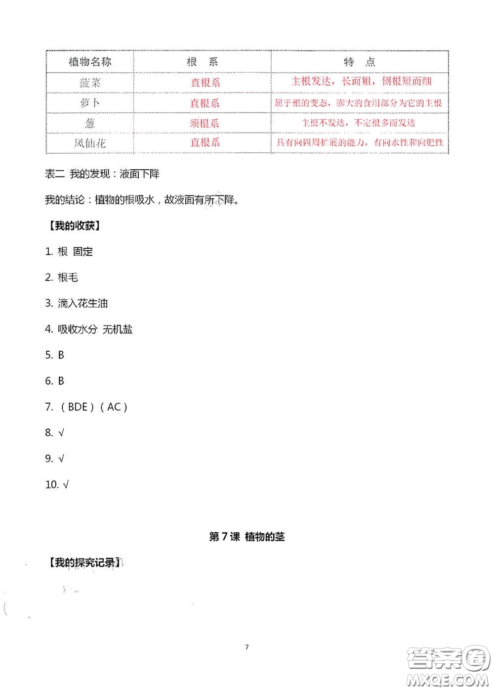 山東美術(shù)出版社2020新課堂同步體驗(yàn)與探究三年級科學(xué)上冊答案