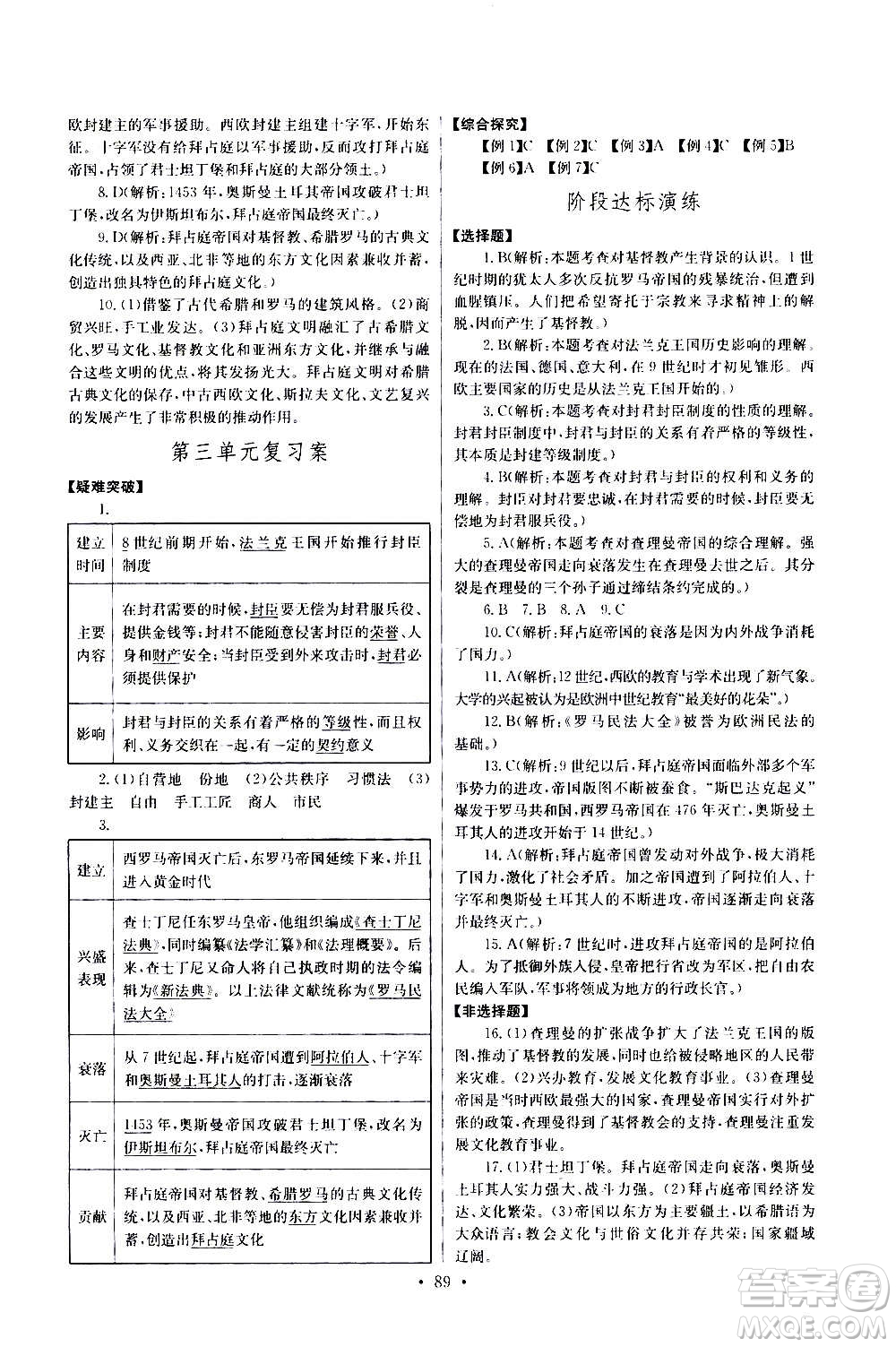 2020年長江全能學(xué)案同步練習(xí)冊歷史九年級上冊人教版參考答案