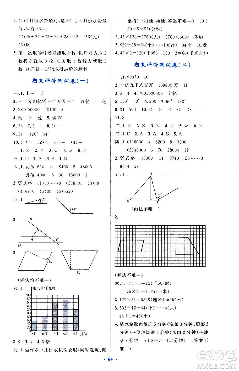 人民教育出版社2020小學(xué)同步測(cè)控優(yōu)化設(shè)計(jì)數(shù)學(xué)四年級(jí)上冊(cè)增強(qiáng)版答案