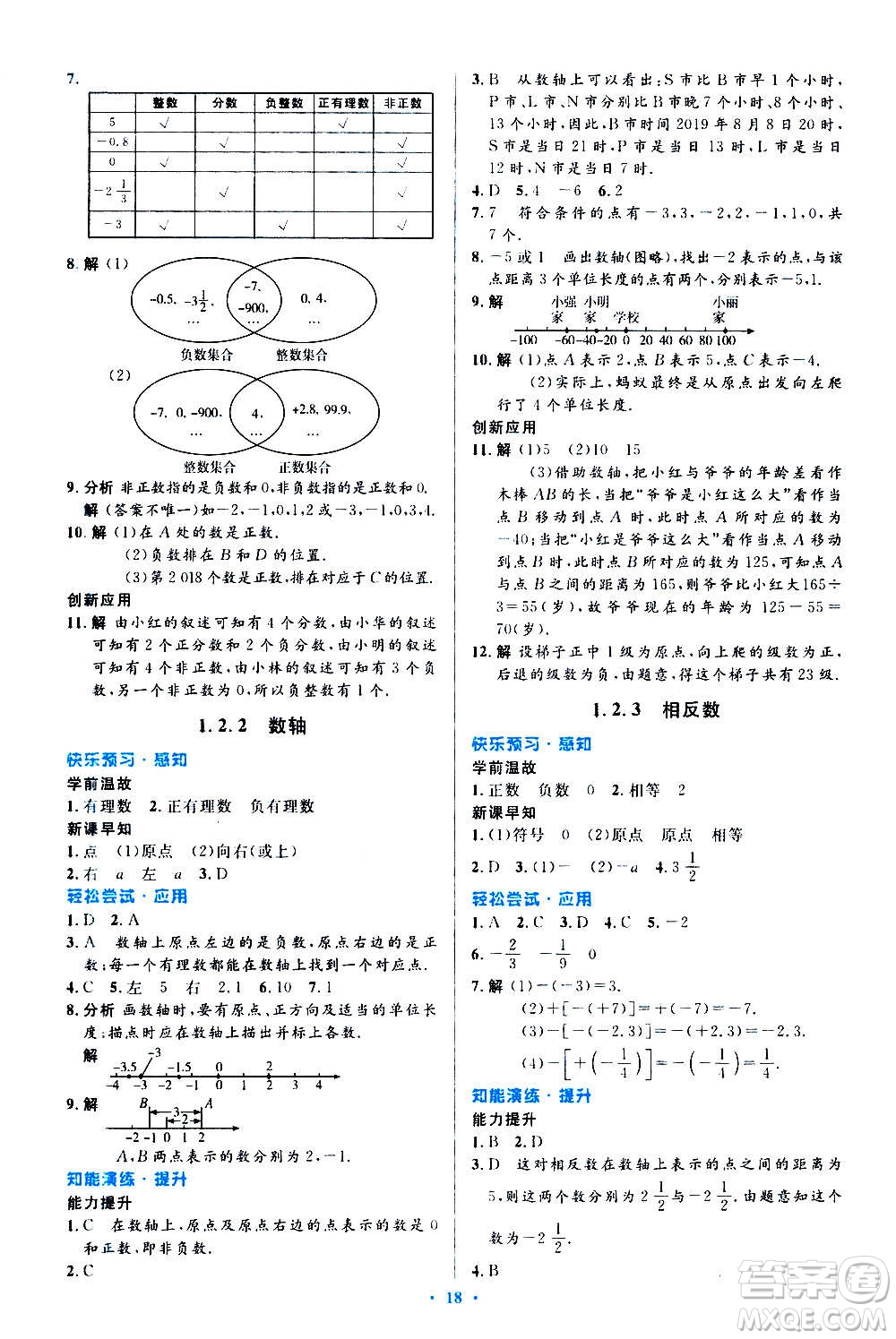 人民教育出版社2020初中同步測控優(yōu)化設計數學七年級上冊人教版答案