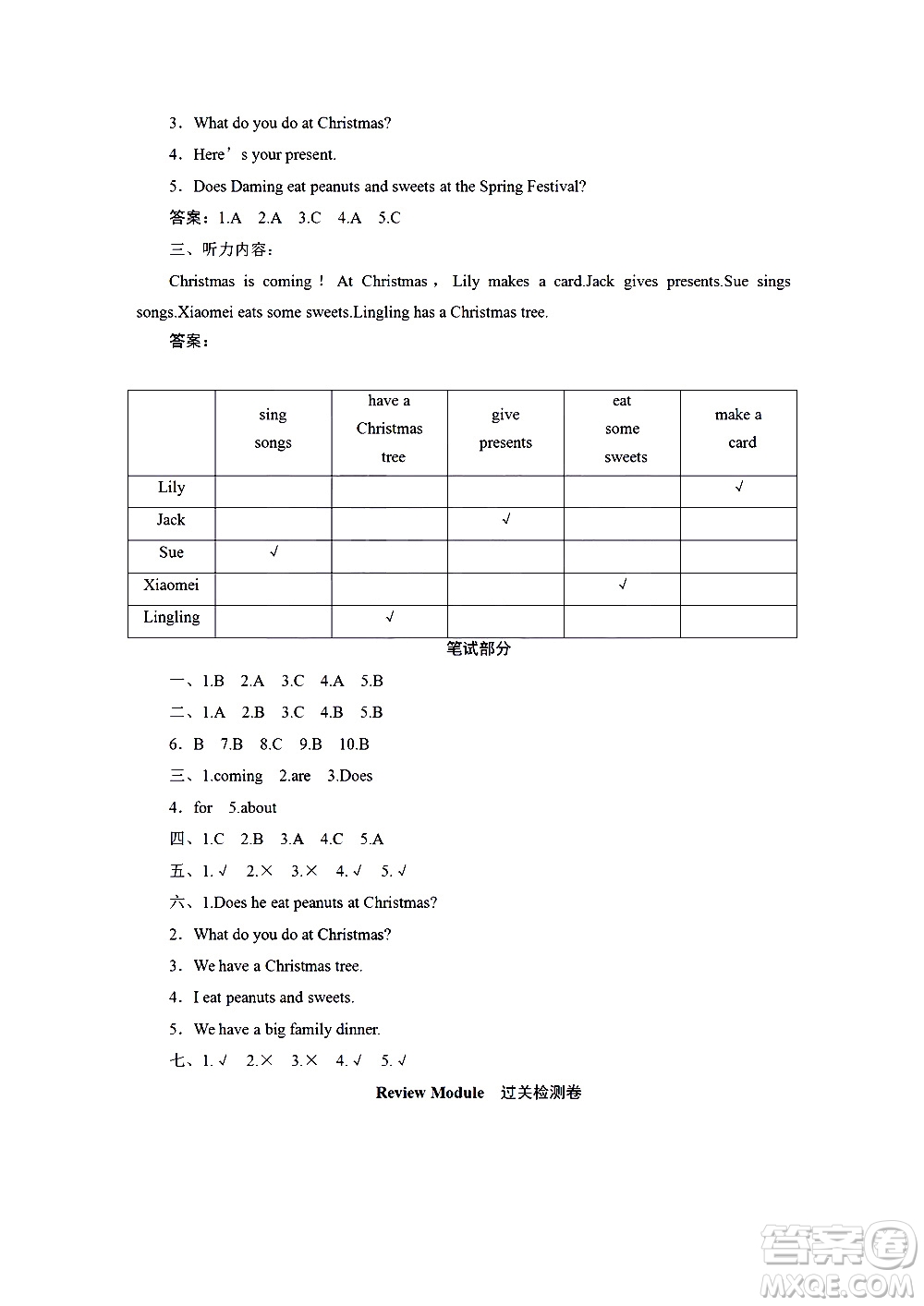 海南出版社2020年新課程學(xué)習(xí)指導(dǎo)測試卷英語四年級上冊外研版答案