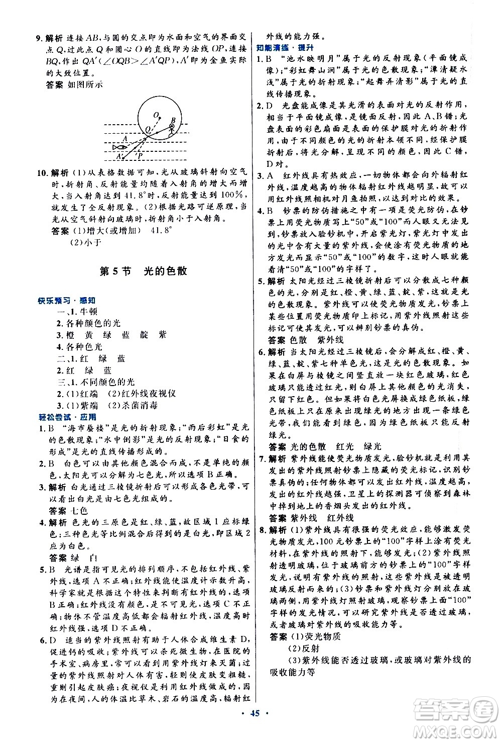 人民教育出版社2020初中同步測控優(yōu)化設(shè)計(jì)物理八年級(jí)上冊(cè)人教版答案