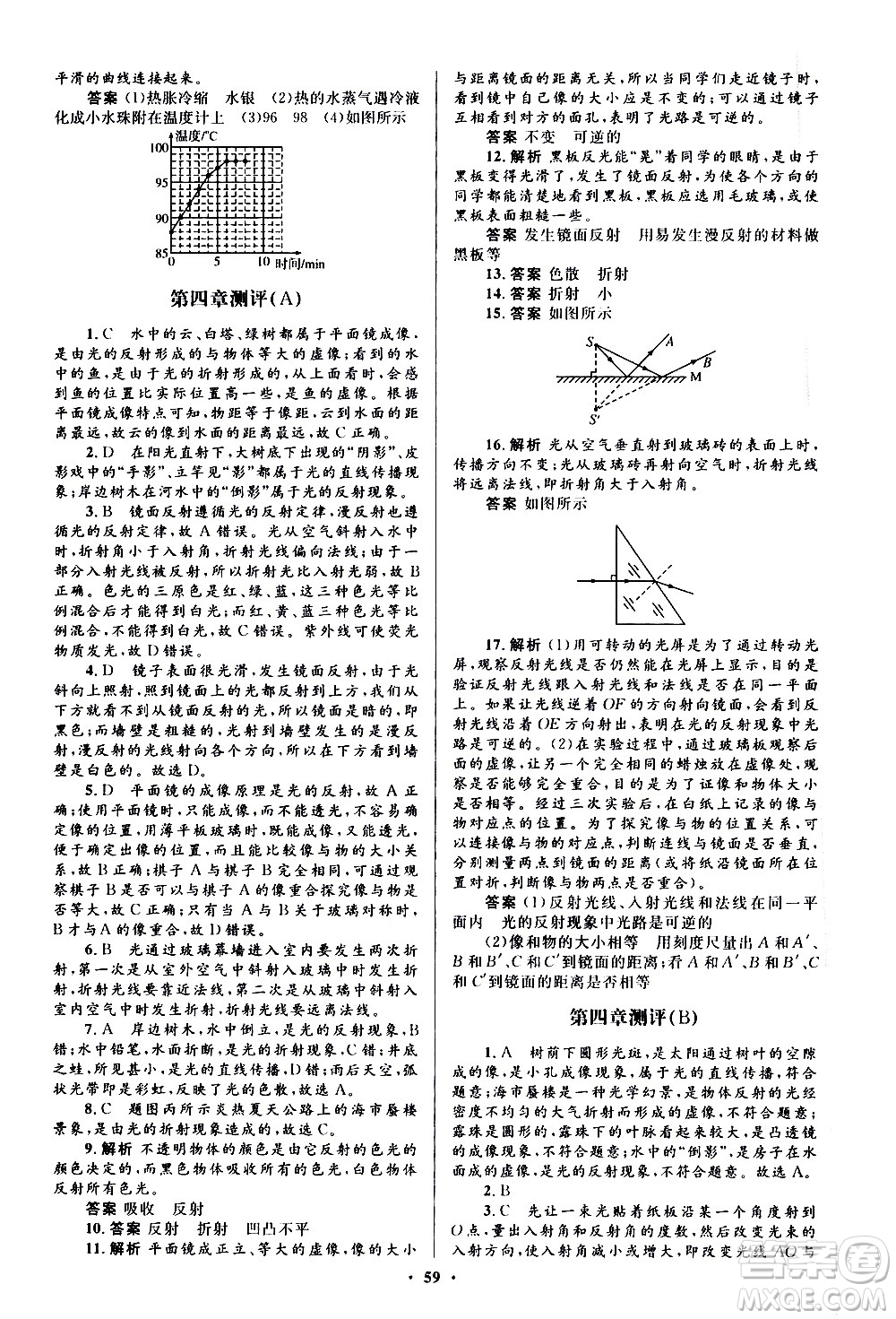 人民教育出版社2020初中同步測控優(yōu)化設(shè)計(jì)物理八年級(jí)上冊(cè)人教版答案