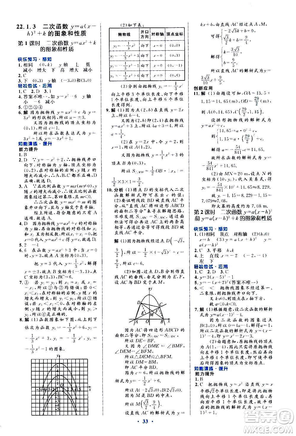 人民教育出版社2020初中同步測控優(yōu)化設計數學九年級全一冊人教版答案