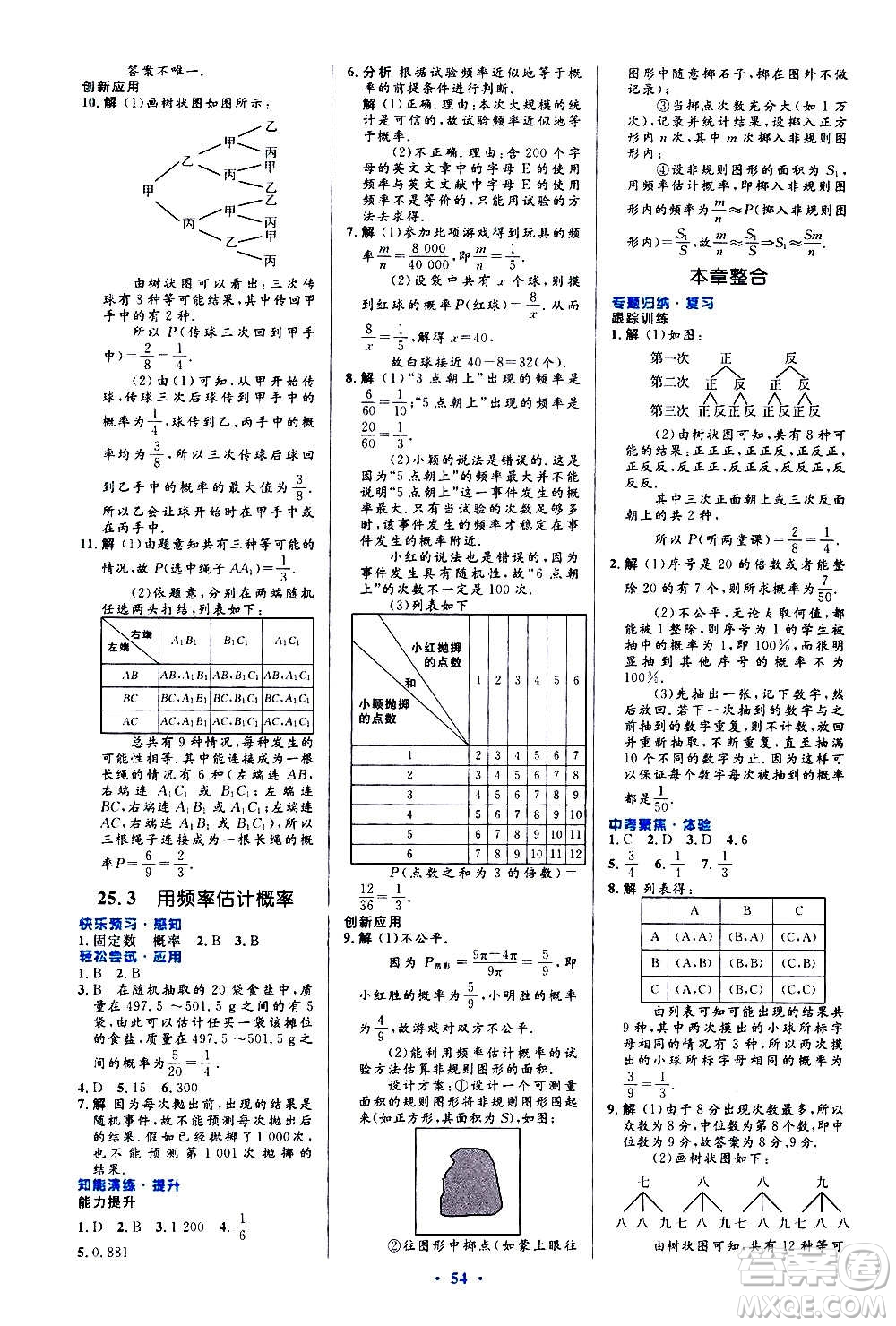 人民教育出版社2020初中同步測控優(yōu)化設計數學九年級全一冊人教版答案