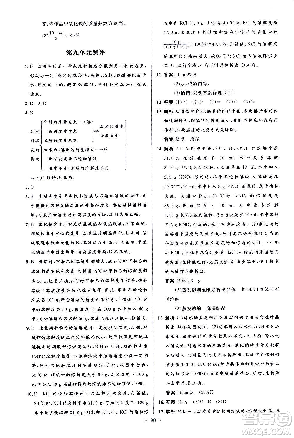 人民教育出版社2020初中同步測控優(yōu)化設(shè)計化學(xué)九年級全一冊人教版答案