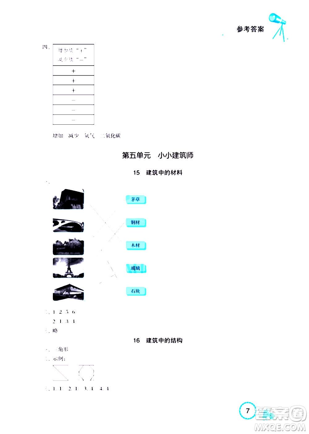 湖北教育出版社2020年長(zhǎng)江作業(yè)本課堂作業(yè)科學(xué)三年級(jí)上冊(cè)鄂教版答案