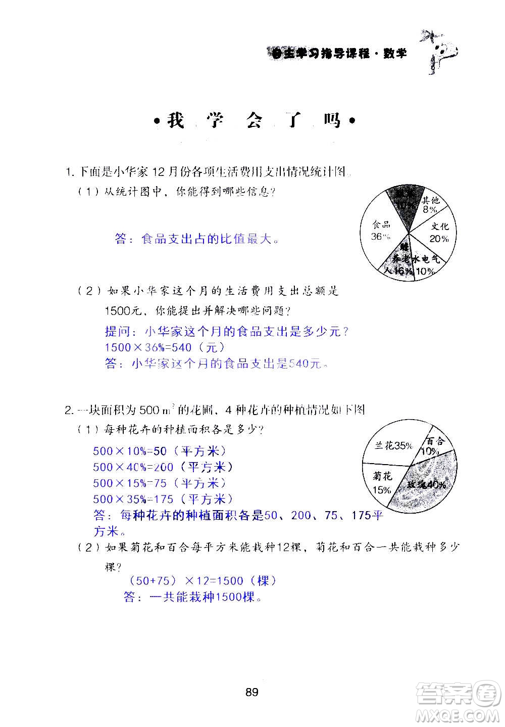 山東教育出版社2020年自主學(xué)習(xí)指導(dǎo)課程數(shù)學(xué)六年級上冊人教版答案