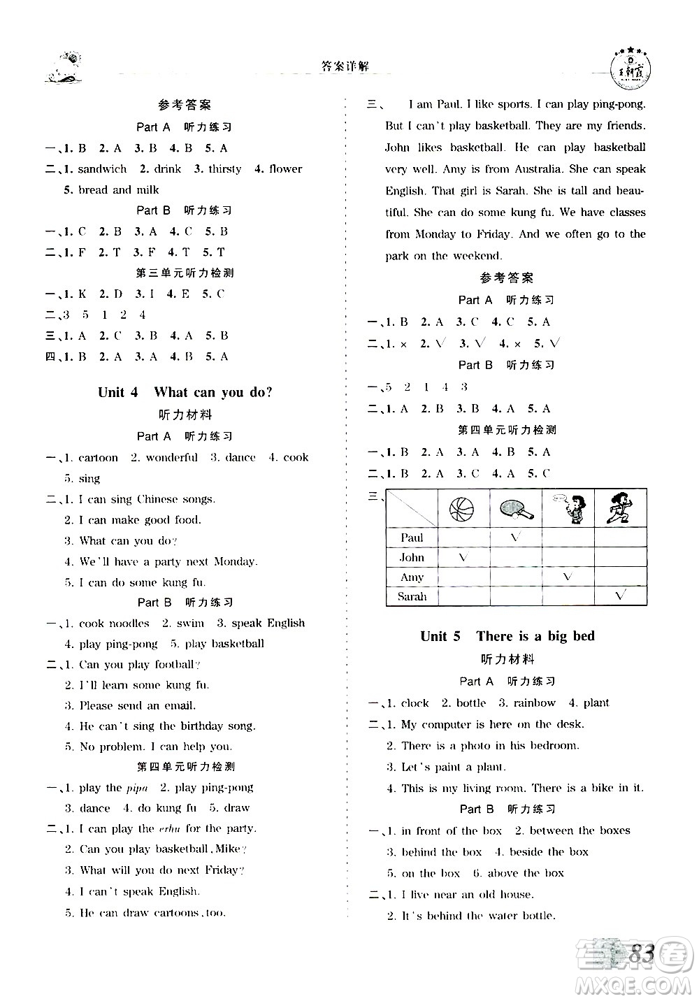 2020秋王朝霞創(chuàng)維新課堂同步優(yōu)化訓(xùn)練英語五年級上冊PEP人教版答案