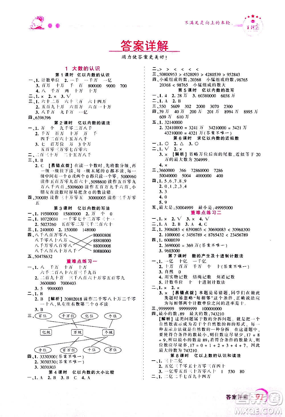 2020秋王朝霞創(chuàng)維新課堂同步優(yōu)化訓(xùn)練數(shù)學(xué)四年級上冊RJ人教版答案