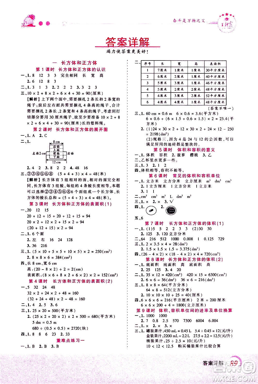 2020秋王朝霞創(chuàng)維新課堂同步優(yōu)化訓練數(shù)學六年級上冊SJ蘇教版答案