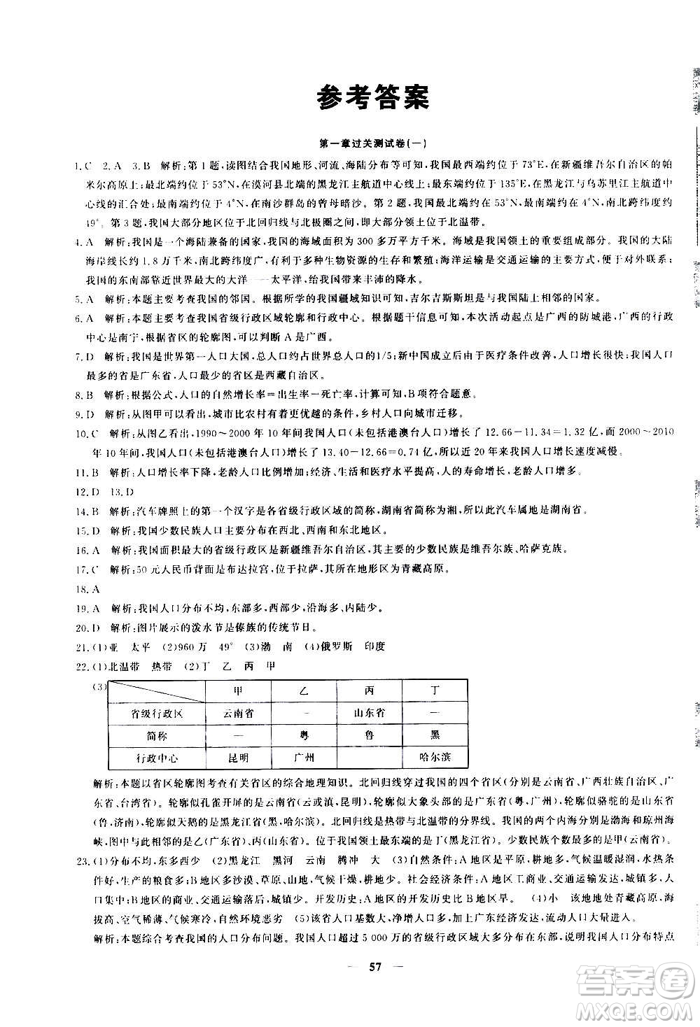 新疆青少年出版社2020年黃岡密卷地理八年級(jí)上冊(cè)RJ人教版答案