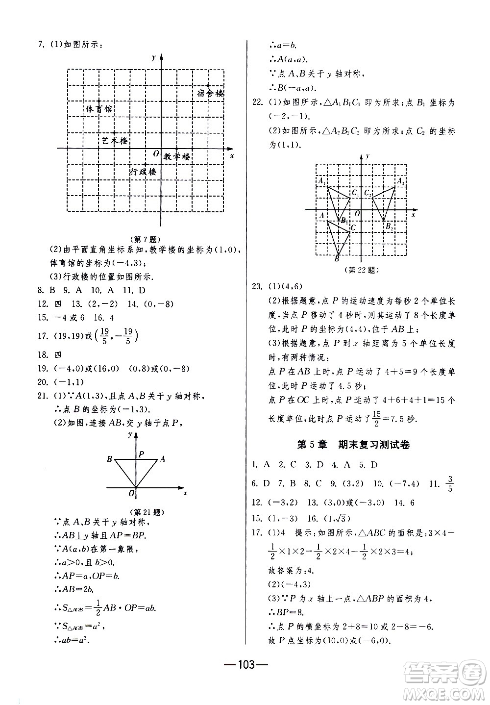 江蘇人民出版社2020年期末闖關(guān)沖刺100分?jǐn)?shù)學(xué)八年級(jí)上冊(cè)江蘇版答案