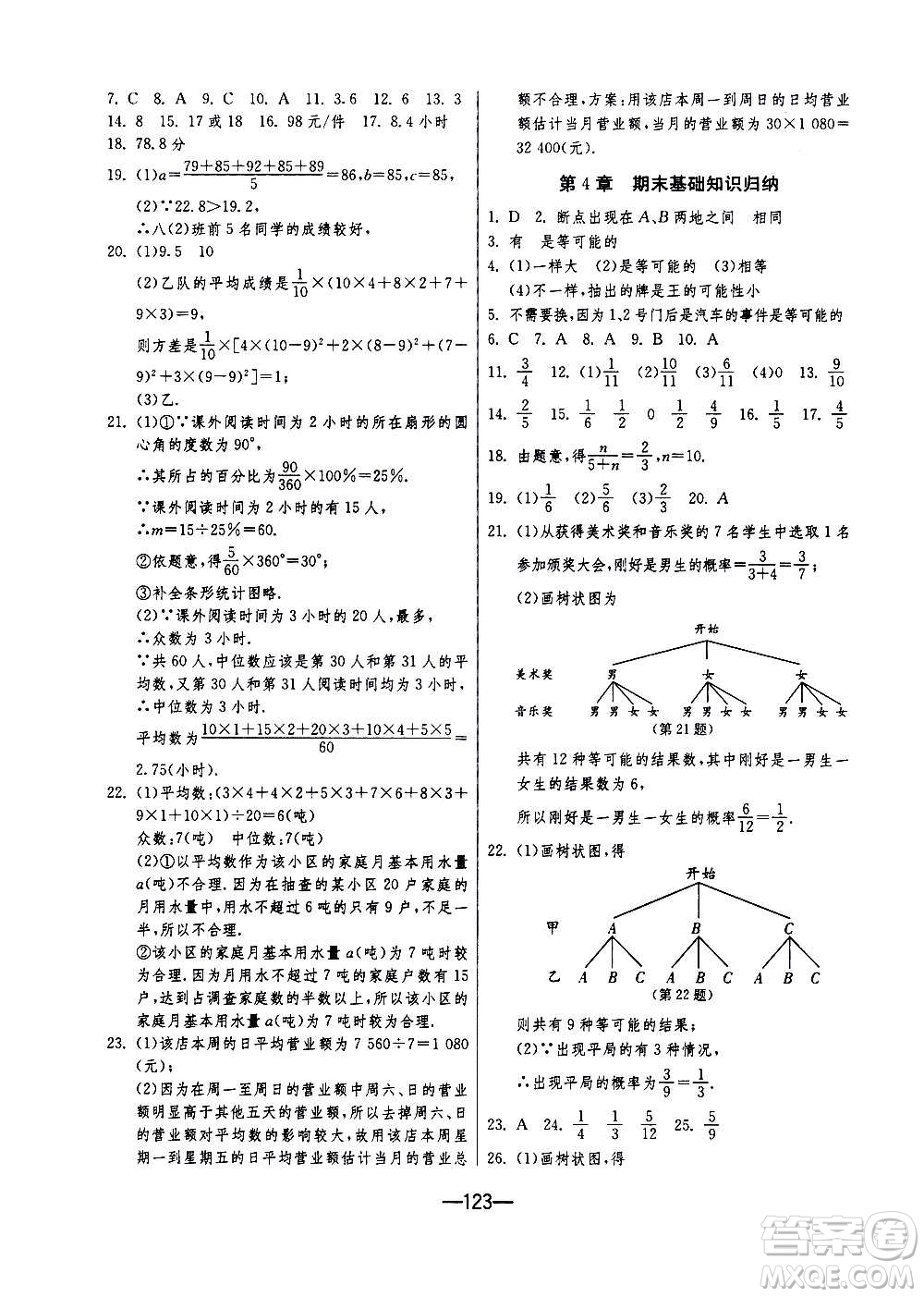 江蘇人民出版社2020年期末闖關(guān)沖刺100分?jǐn)?shù)學(xué)九年級(jí)全一冊(cè)江蘇版答案