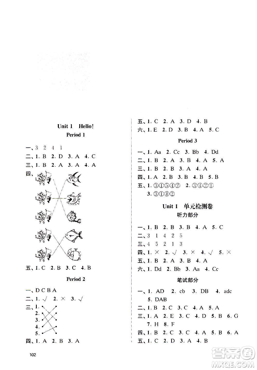 南京大學(xué)出版社2020年課時(shí)天天練英語三年級上冊譯林版答案