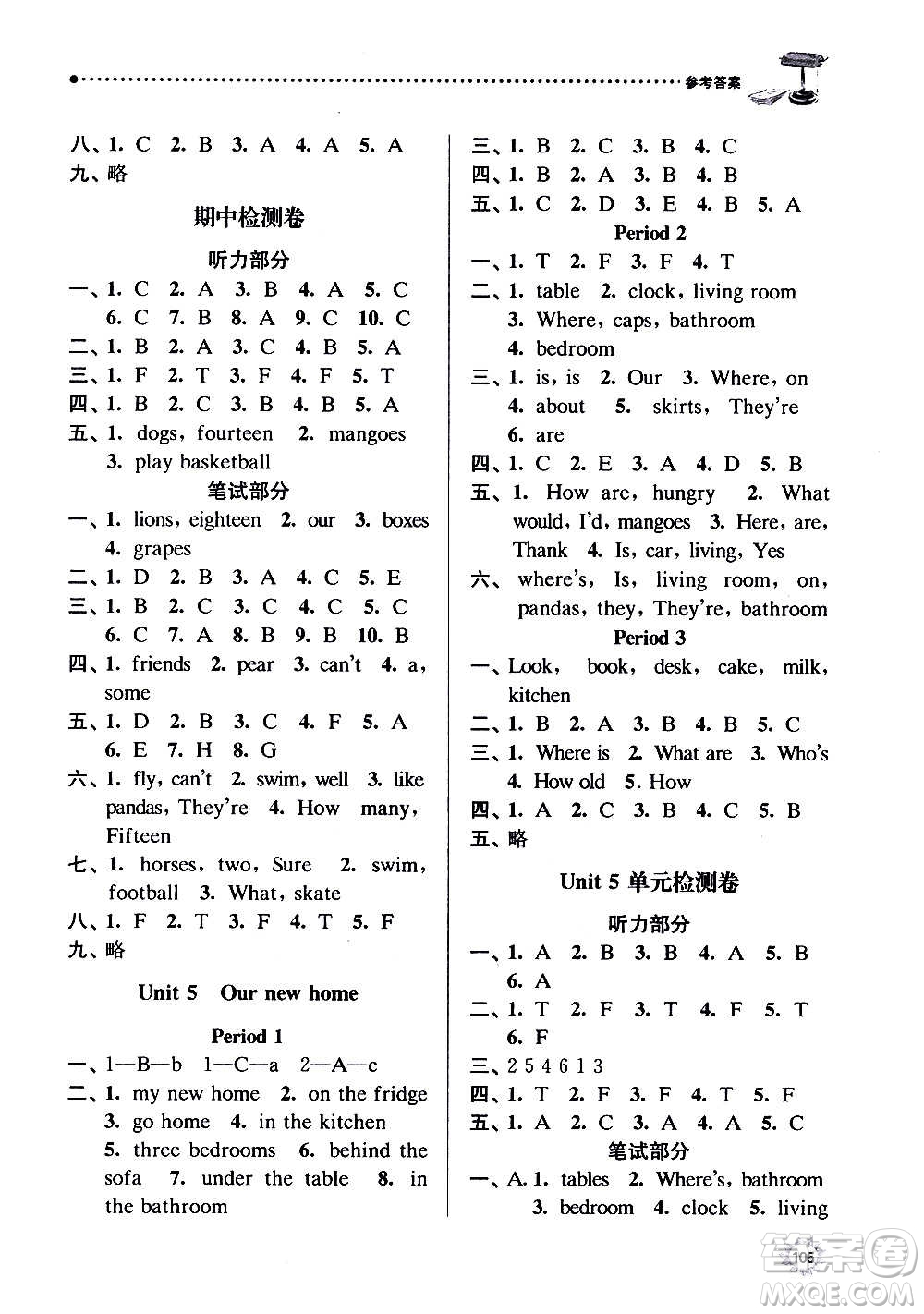 南京大學(xué)出版社2020年課時(shí)天天練英語四年級(jí)上冊(cè)譯林版答案