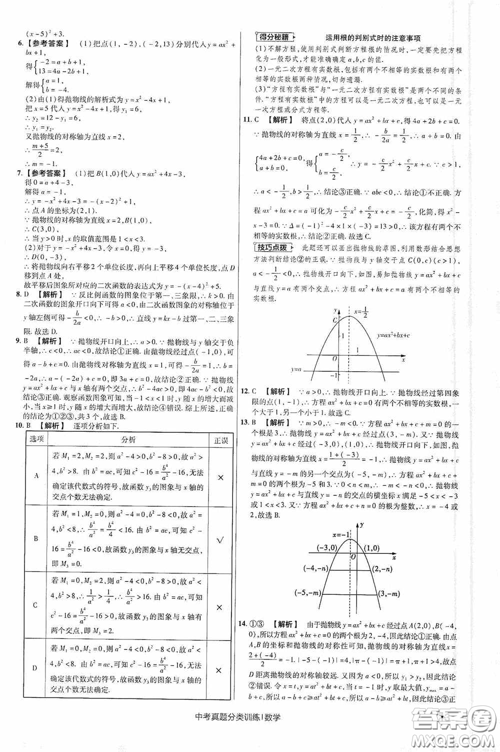 新疆青少年出版社金考卷特快專遞2021版中考真題分類訓(xùn)練數(shù)學(xué)答案