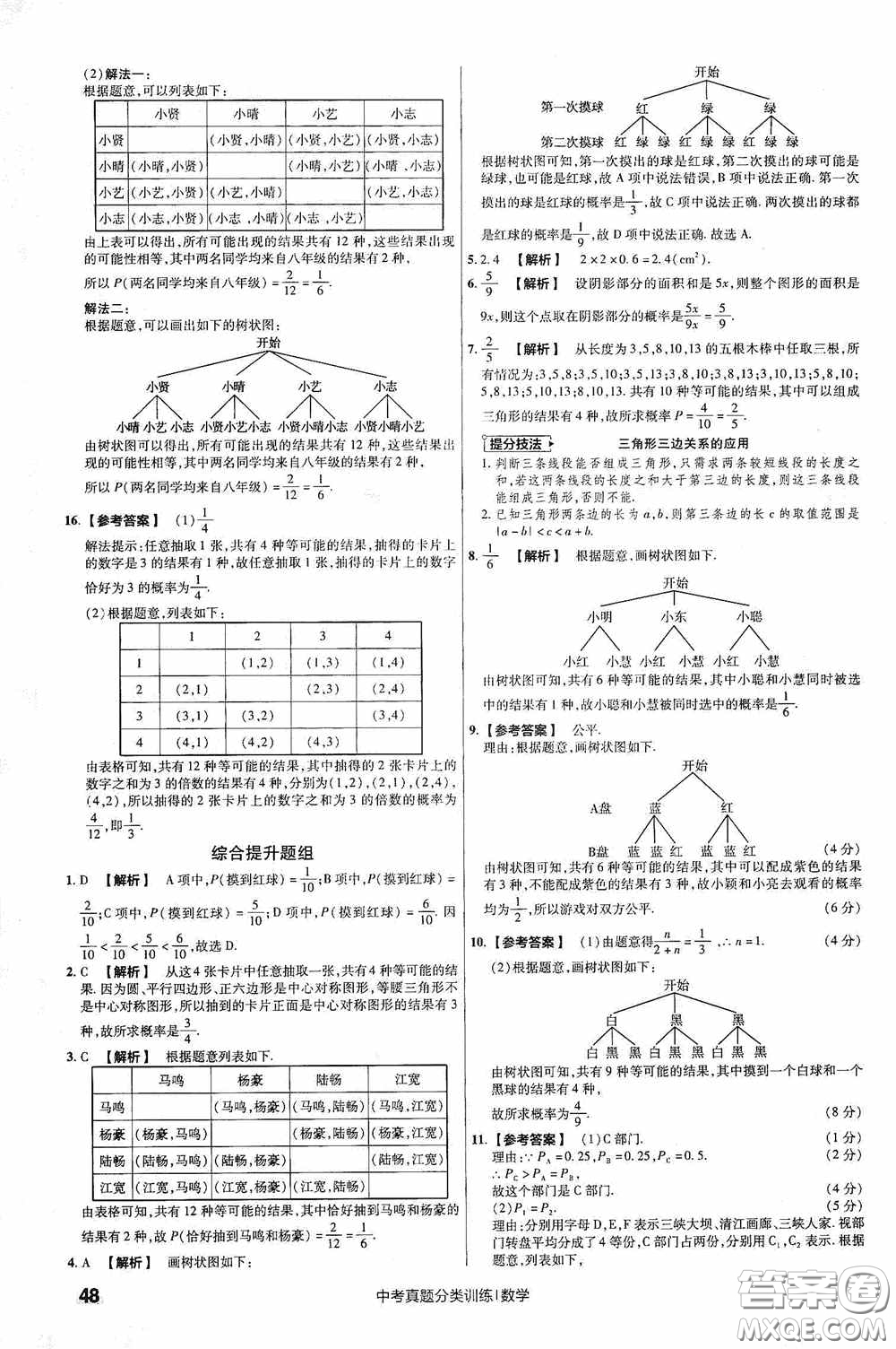 新疆青少年出版社金考卷特快專遞2021版中考真題分類訓(xùn)練數(shù)學(xué)答案