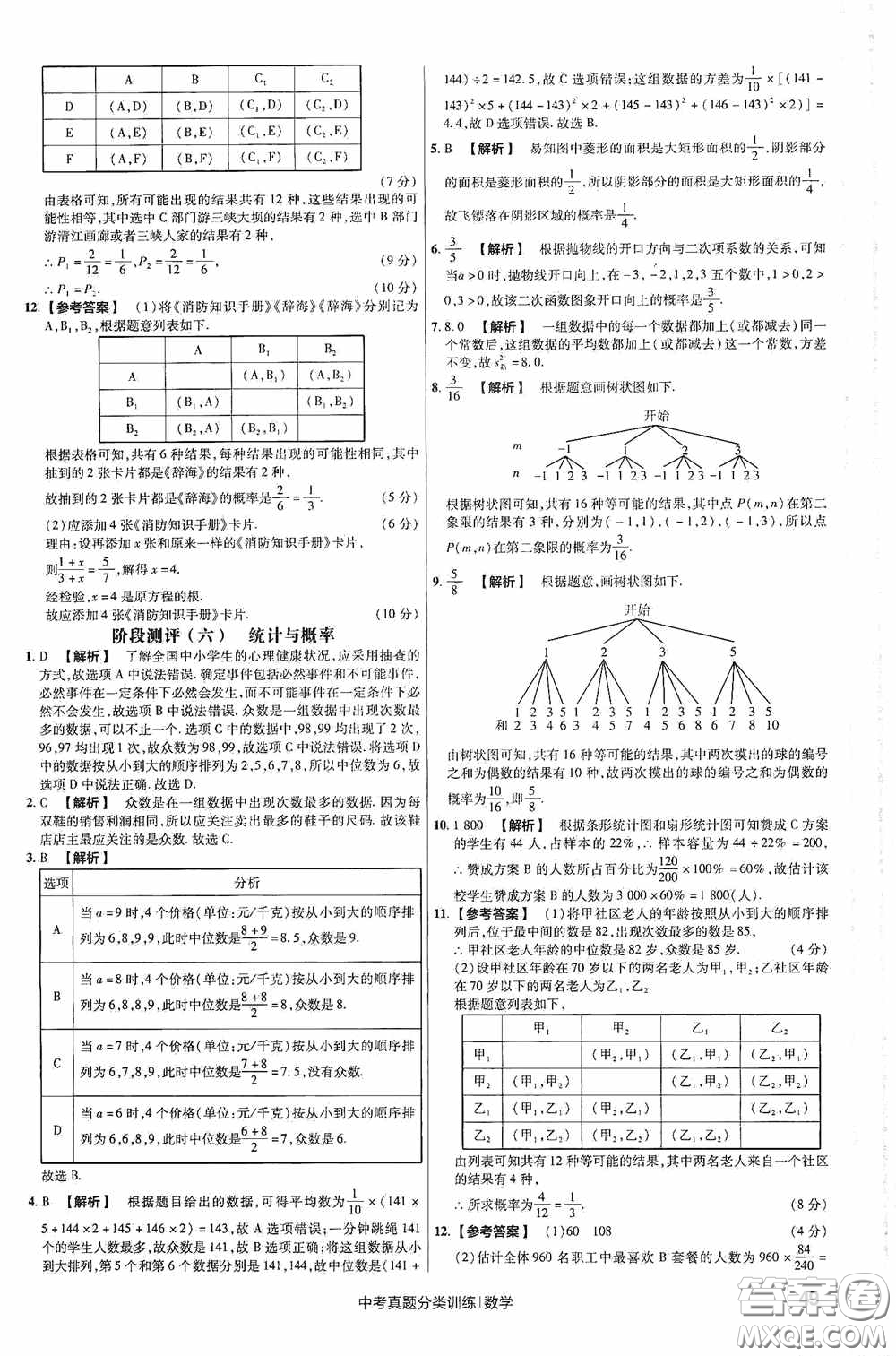 新疆青少年出版社金考卷特快專遞2021版中考真題分類訓(xùn)練數(shù)學(xué)答案