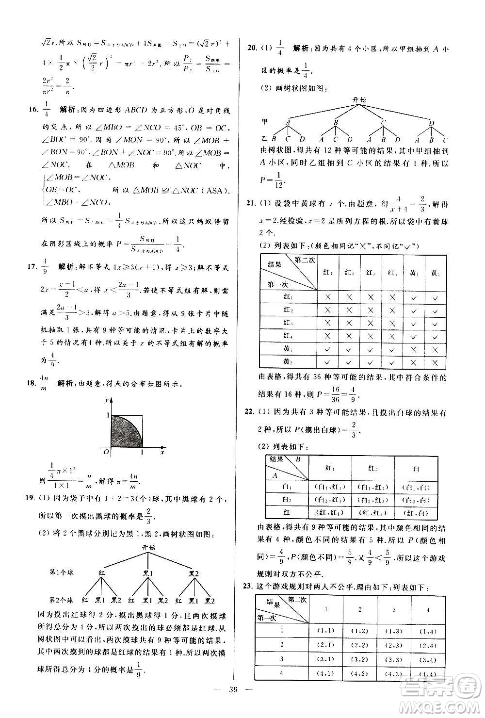 新世紀出版社2020秋季亮點給力大試卷數學九年級上冊蘇教版答案