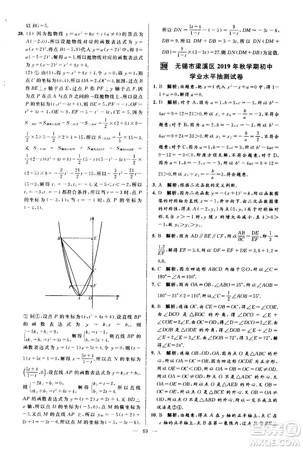 新世紀出版社2020秋季亮點給力大試卷數學九年級上冊蘇教版答案