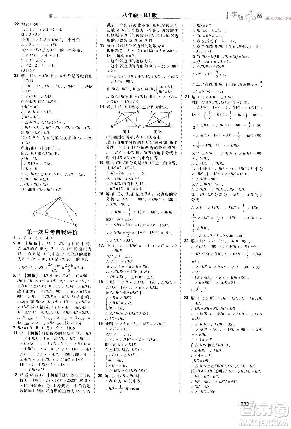 江西美術(shù)出版社2020學(xué)海風(fēng)暴數(shù)學(xué)八年級(jí)上冊RJ人教版答案