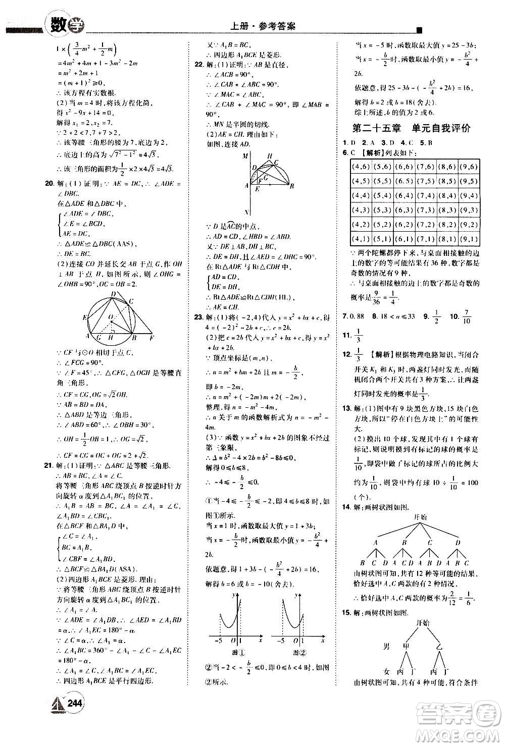 江西美術出版社2020學海風暴數(shù)學九年級上冊RJ人教版答案