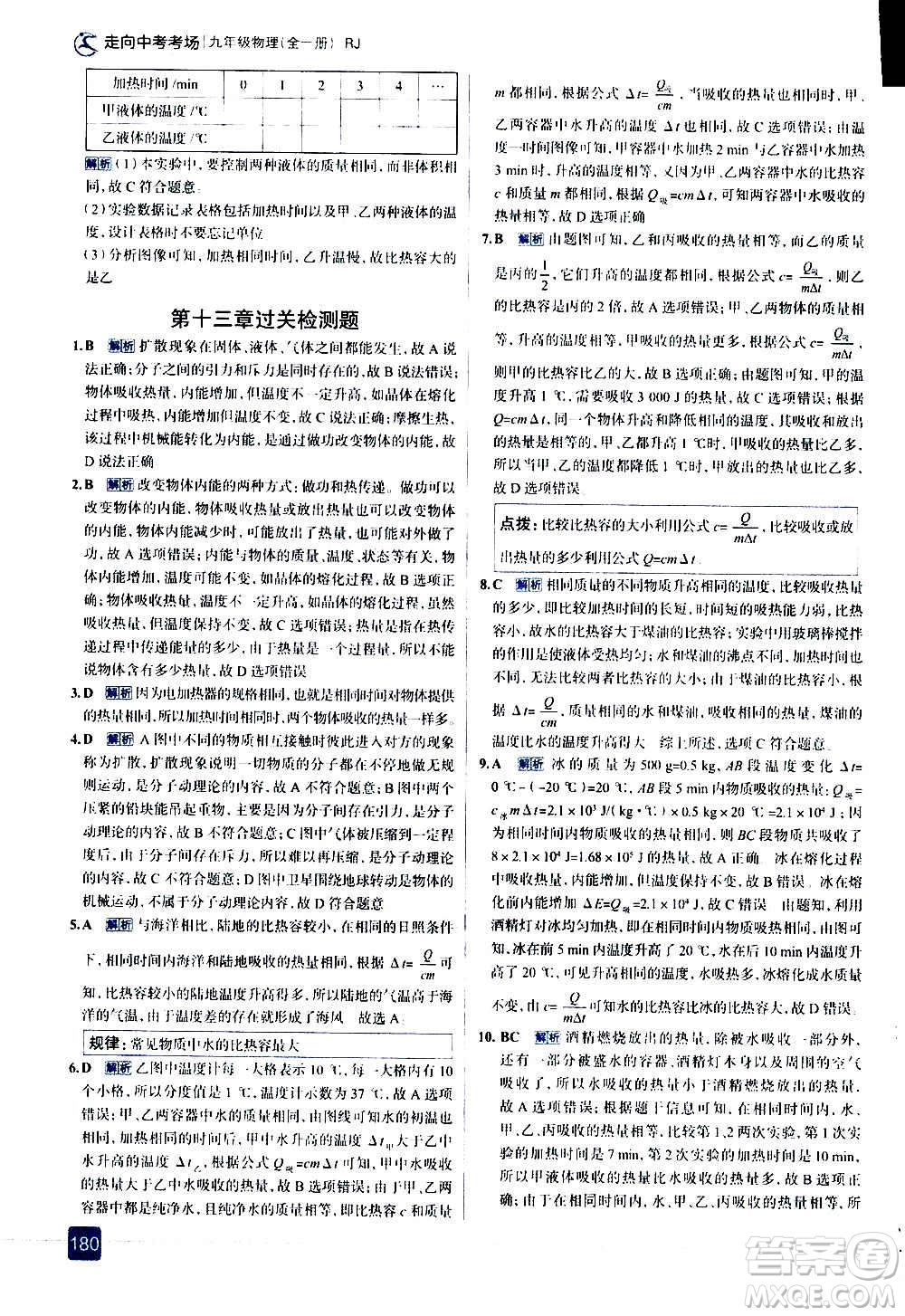 現(xiàn)代教育出版社2020走向中考考場九年級(jí)物理全一冊RJ人教版答案