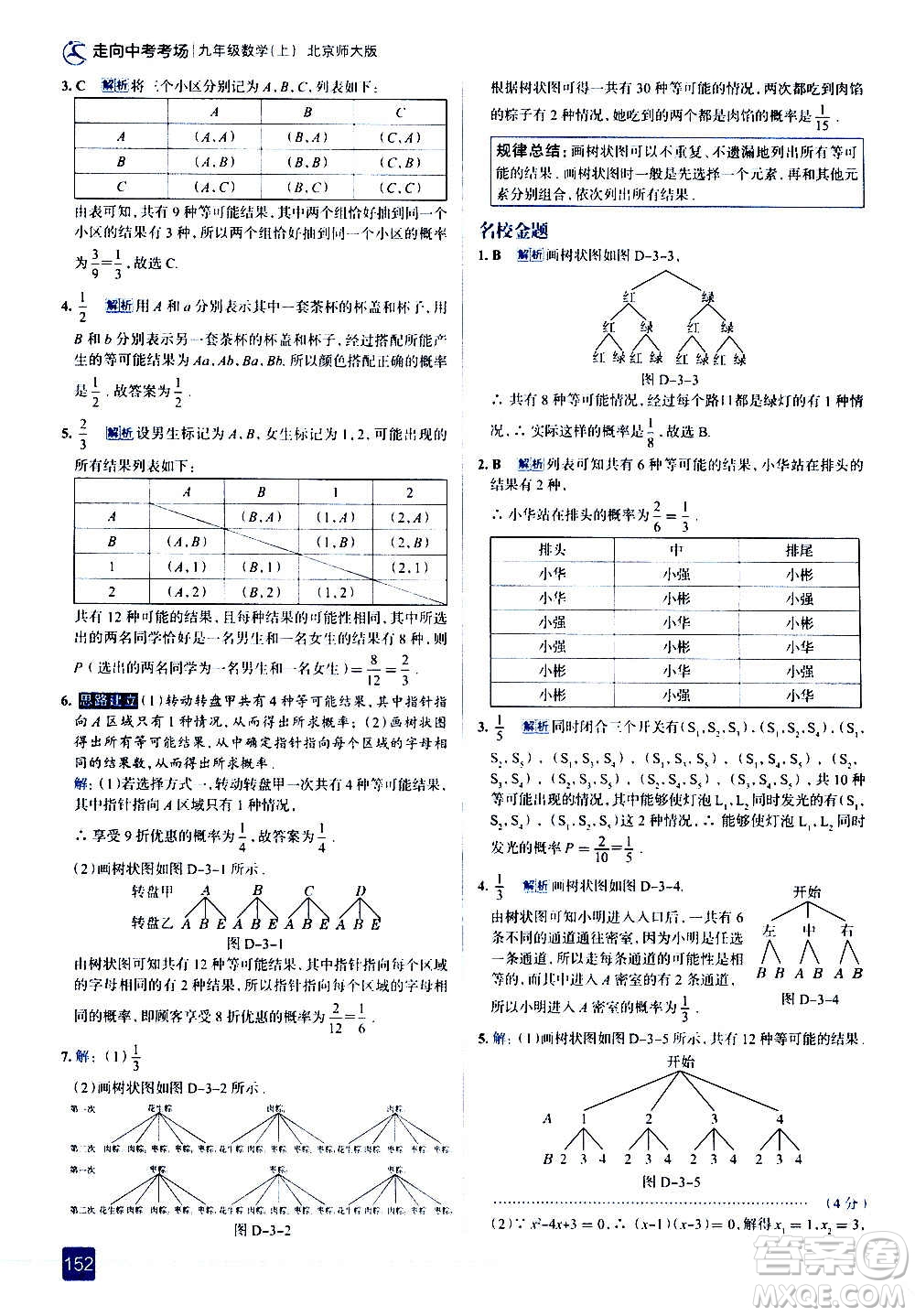 現(xiàn)代教育出版社2020走向中考考場九年級數(shù)學上冊北京師大版答案