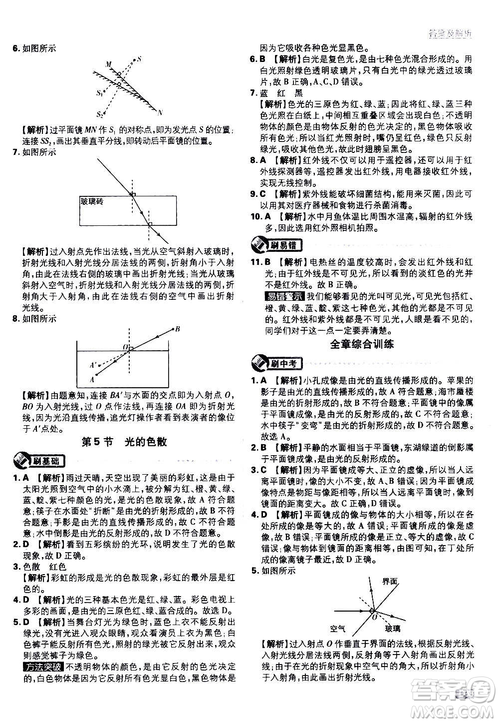 ?開明出版社2021版初中必刷題物理八年級(jí)上冊(cè)RJ人教版答案