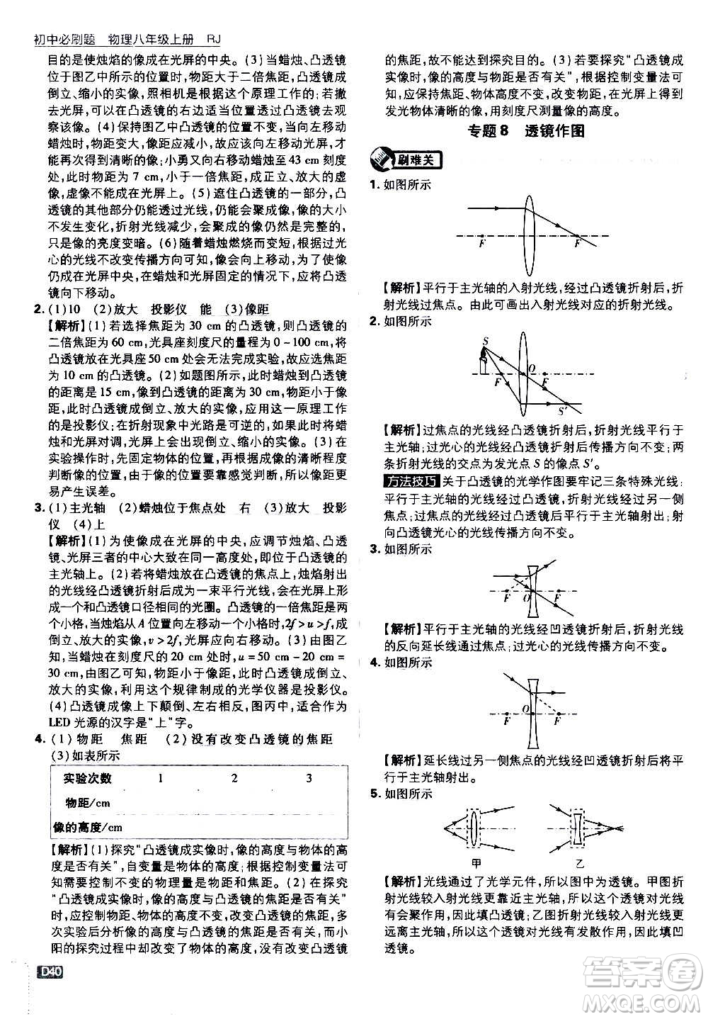 ?開明出版社2021版初中必刷題物理八年級(jí)上冊(cè)RJ人教版答案