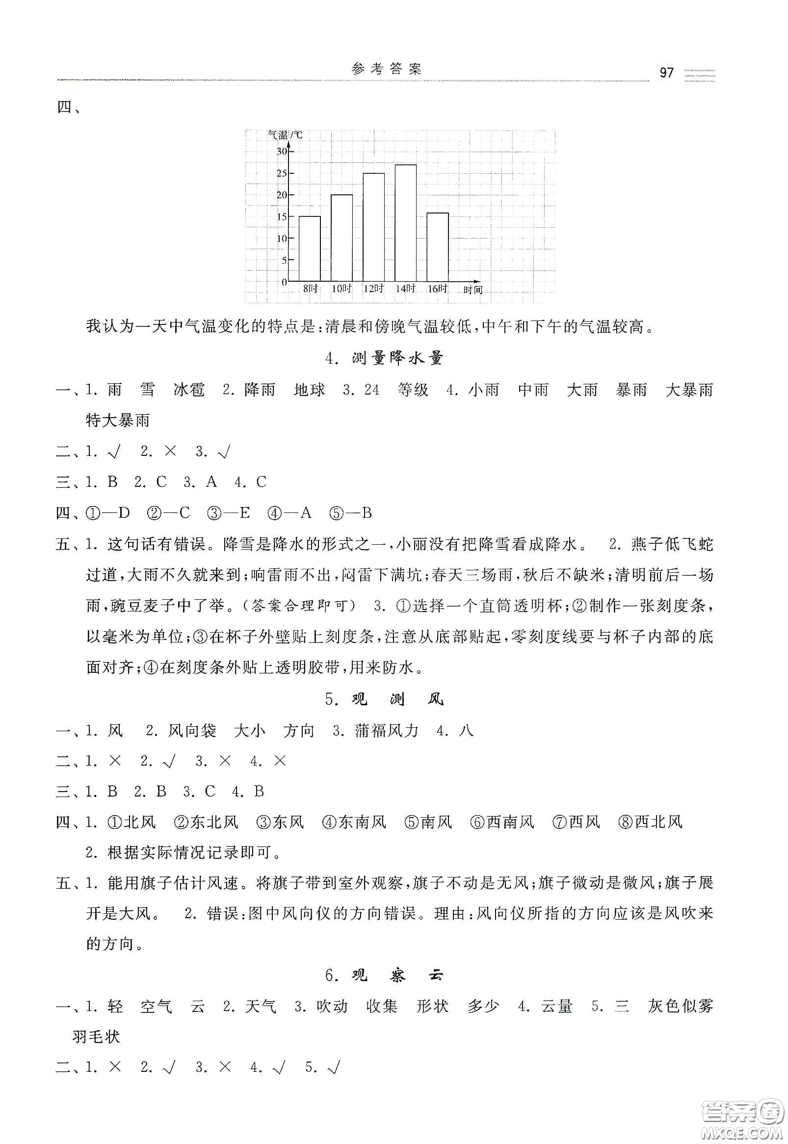 河北美術出版社2020秋課時練同步測評三年級科學上冊教科版答案