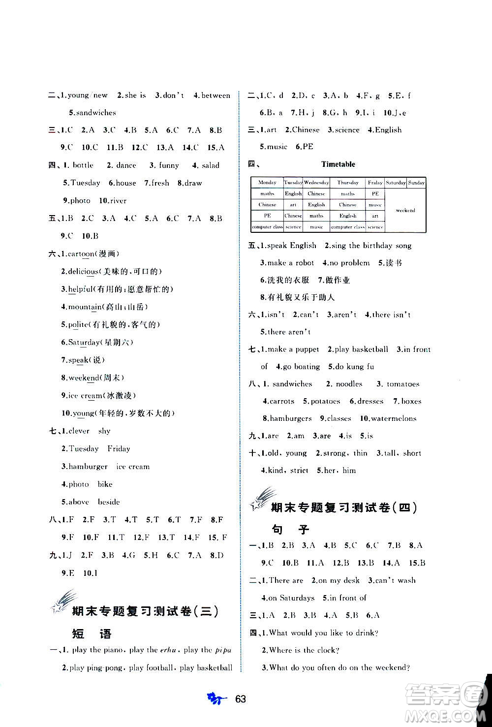 廣西教育出版社2020小學(xué)新課程學(xué)習(xí)與測(cè)評(píng)單元雙測(cè)英語五年級(jí)上冊(cè)A版答案