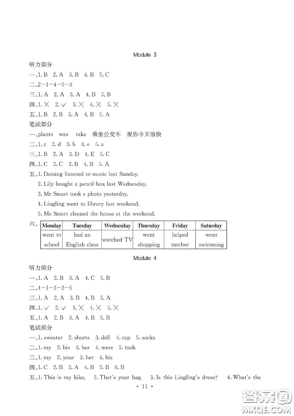 光明日?qǐng)?bào)出版社2020大顯身手素質(zhì)教育單元測(cè)試卷五年級(jí)英語上冊(cè)A版答案